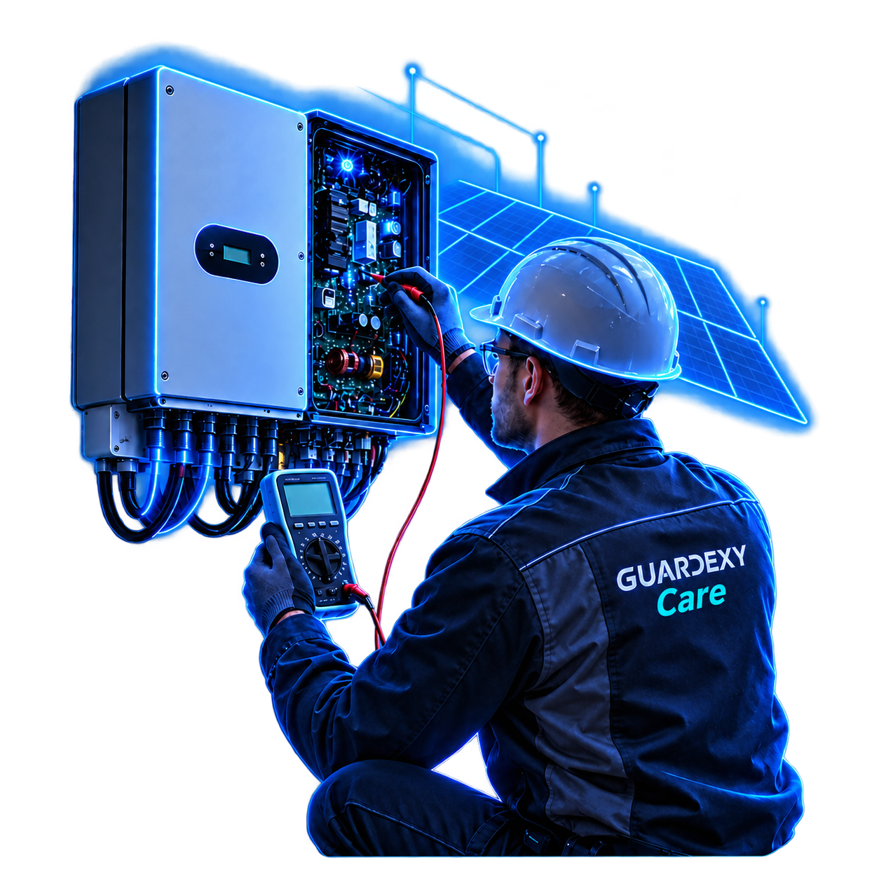Guardexy Care — technik při servisu a revizi fotovoltaického střídače